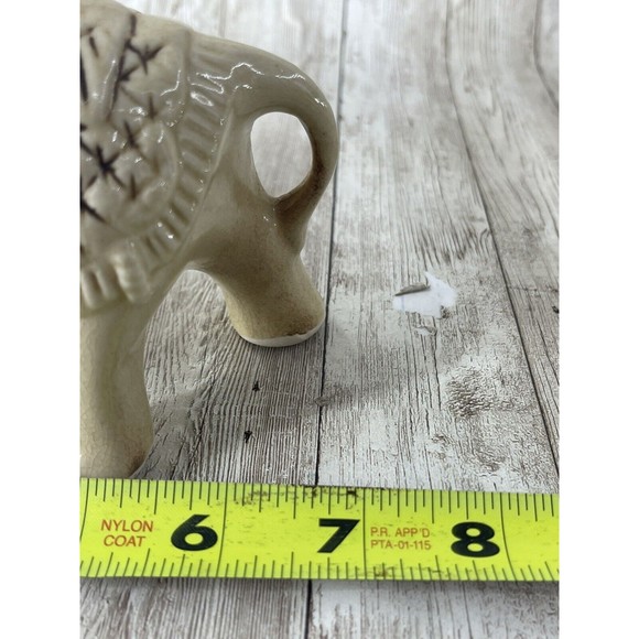7” Elephant w/ Tusk Up Ceramic Statue Made in Brazil Figurine White - Picture 11 of 11